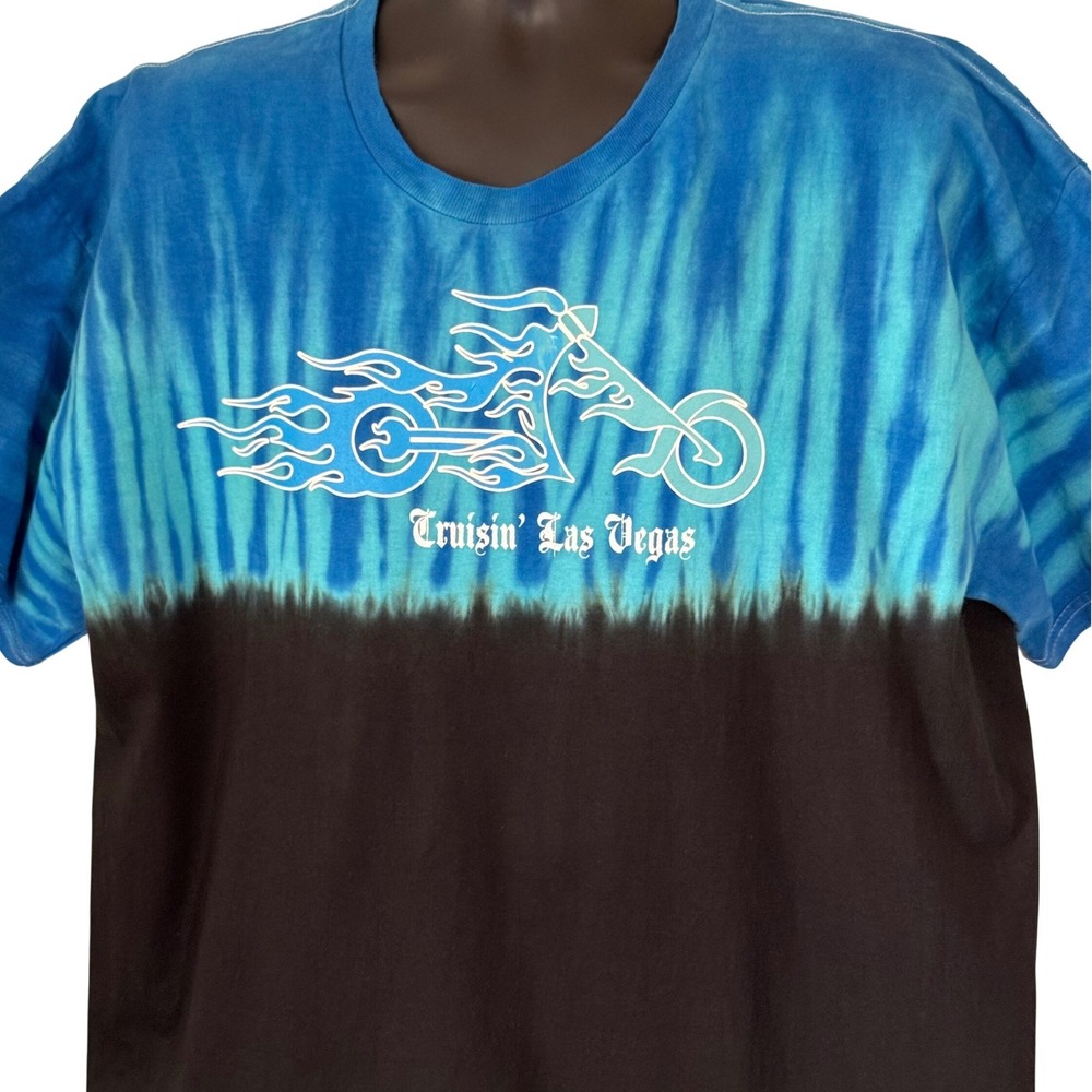 Hanes Heavyweight Cruisin Las Vegas Motorcycle Tie Dye Graphic T-Shirt Men's XL - Picture 2 of 7